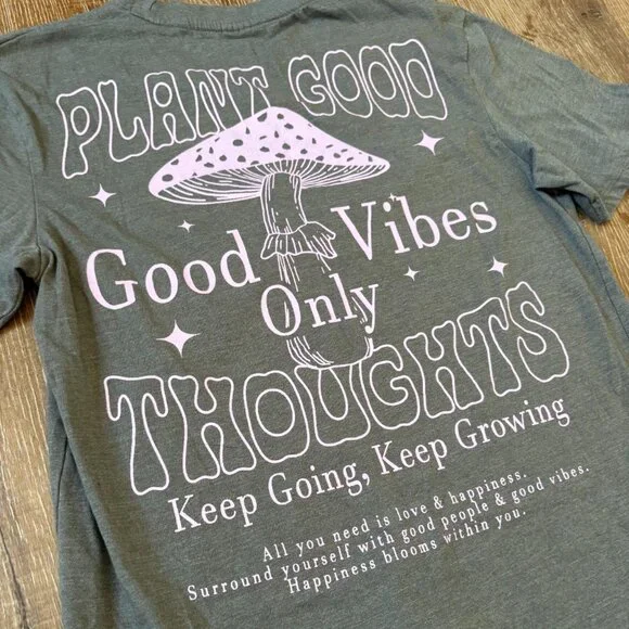 Good Vibes Only Mushroom Graphic Tee - Picture 2 of 5